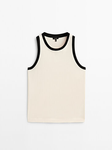 Sleeveless contrast T-shirt - Massimo Dutti | Massimo Dutti US