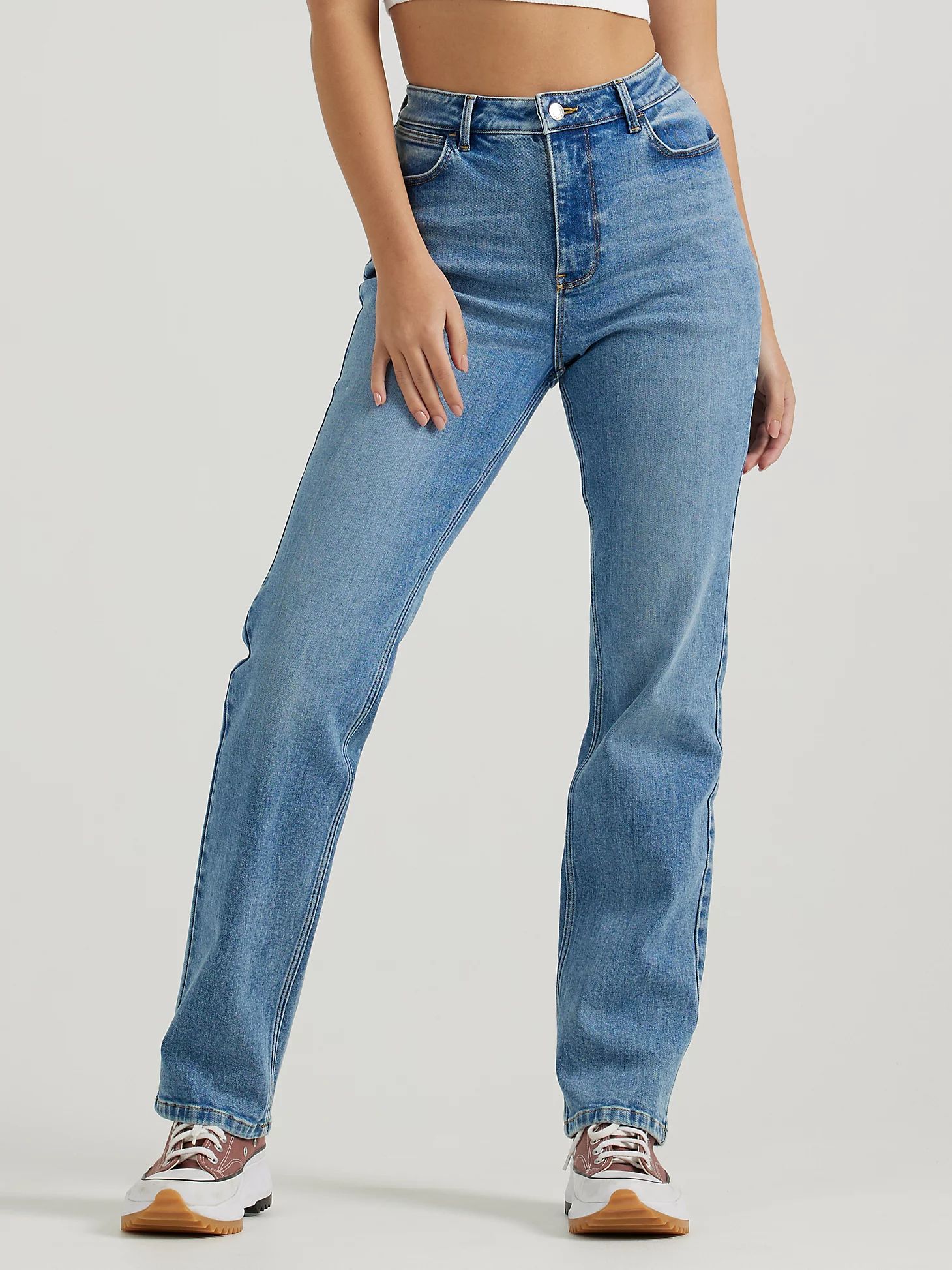 Women's Wrangler® High Rise True Straight Leg Jean in Misty Blue | Wrangler