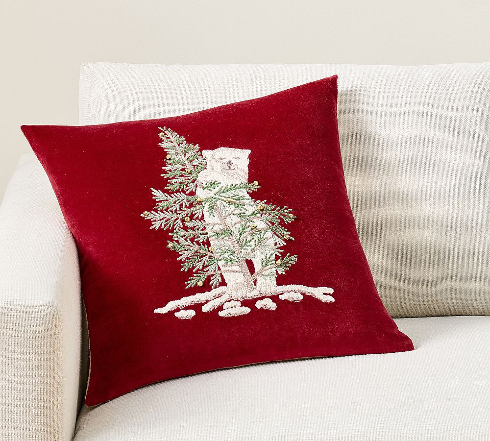 Polar Bear Embroidered Pillow | Pottery Barn (US)