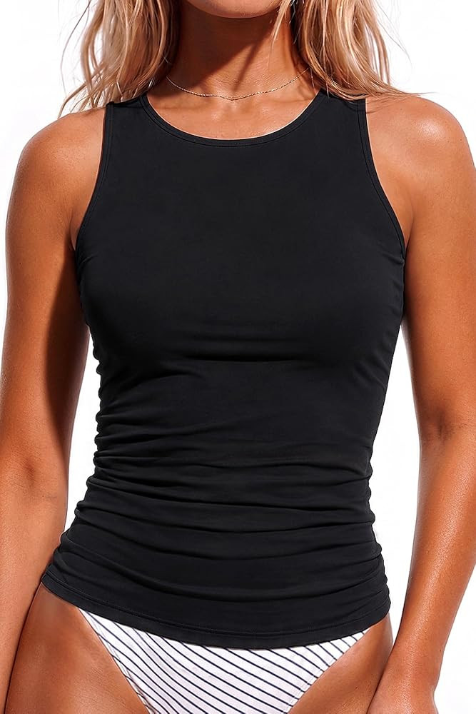 Daci Tankini Tops for Women High Neck Swim Top Tummy Control Bathing Suit Top Modest Swim Tank To... | Amazon (US)