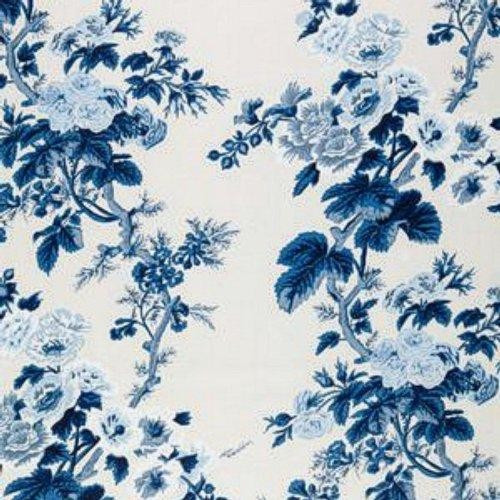 Schumacher Pyne Hollyhock Indigo Fabric | DecoratorsBest