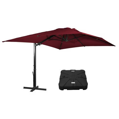 Mondawe 10 ft. x 13 ft. Aluminum Rectangular Cantilever Outdoor Patio Umbrella 360-Degree Rotation with Base Red | Target