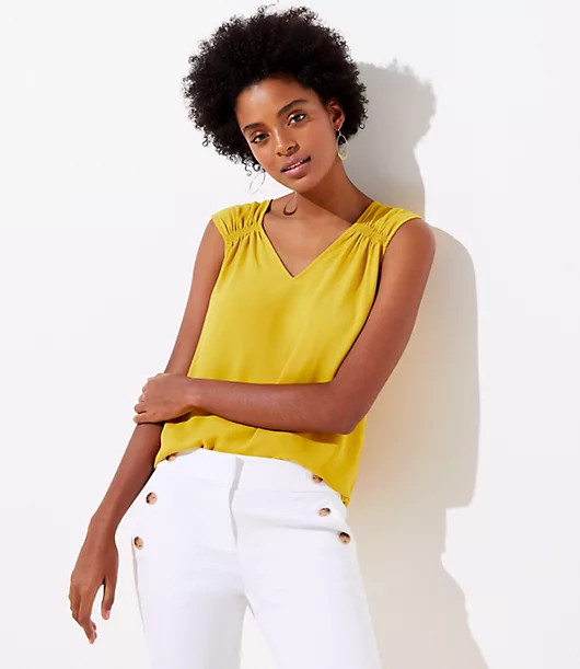 Smocked Trim Shell | LOFT