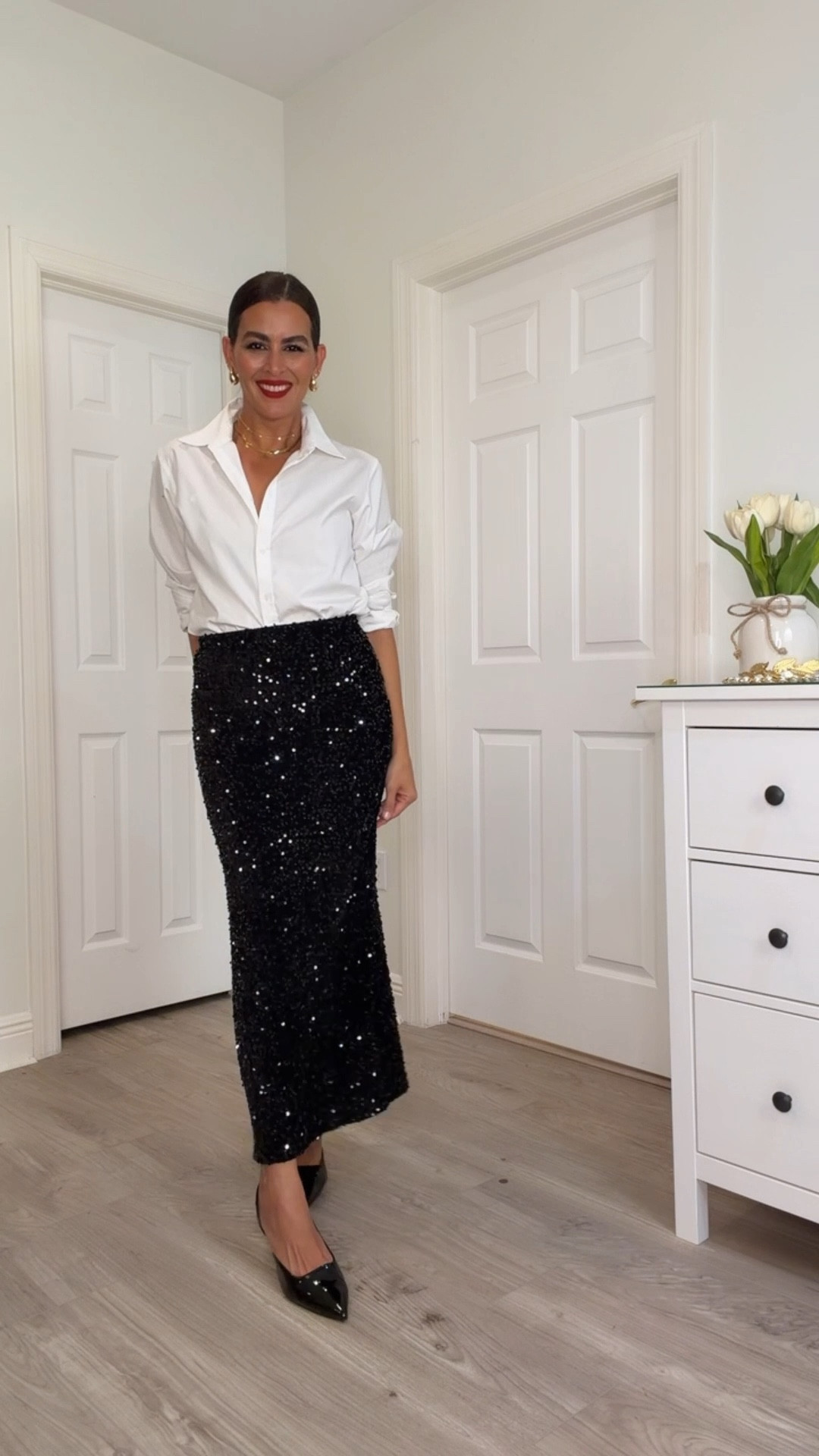 Size S in skirts and sweater. Size 2 in jeans. 
Lipstick is : The mvp. I’m 5’7” usually size S. 130 pounds @walmart

#LTKParties 

#LTKSaleAlert #LTKHoliday