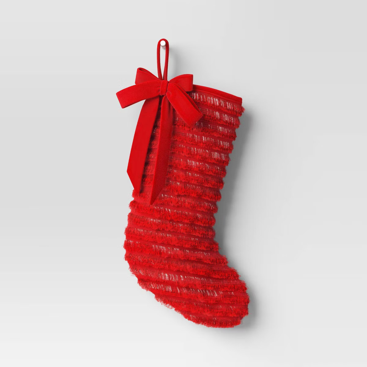 21" Christmas Fringe Fabric Stocking with Bow Red - Wondershop™ | Target