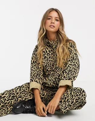 ASOS DESIGN oversized boiler jumpsuit in leopard print | ASOS US