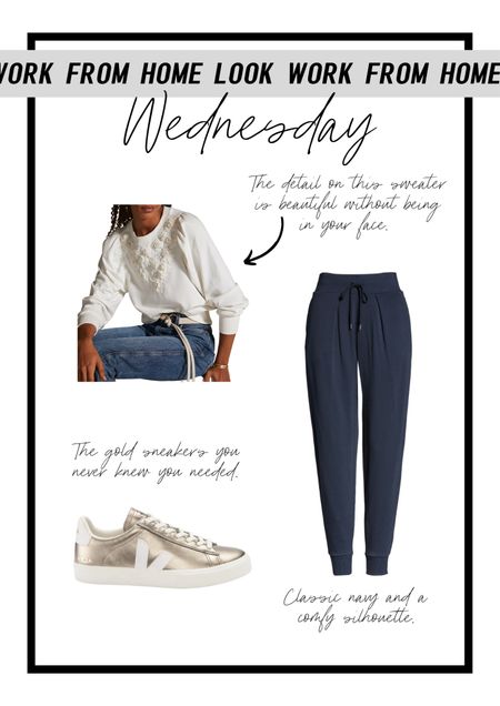 Work from home outfit. Metallic sneakers. Blue joggers  

#LTKstyletip #LTKworkwear