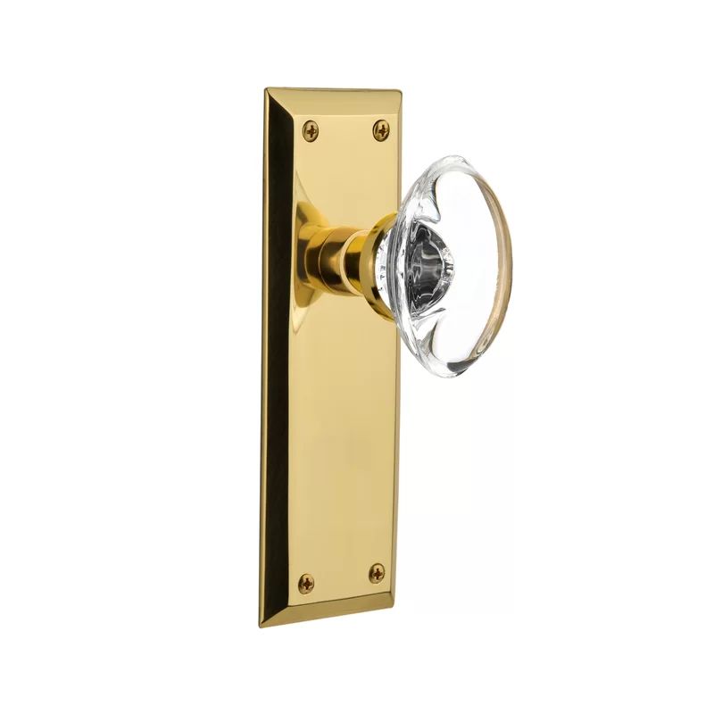 Crystal Oval Double Dummy Door Knob with New York Long Plate | Wayfair North America