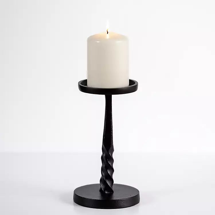 New! Black Twisted Metal Pillar Candle Holder, 8 in. | Kirkland's Home