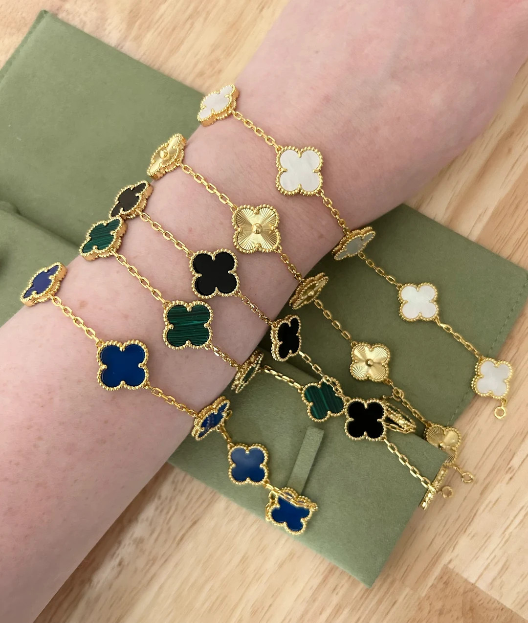 High quality Clover Bracelet 18k Gold Plated, 15 mm 5 clover Bracelet Sterling Silver,  Five Clov... | Etsy (US)