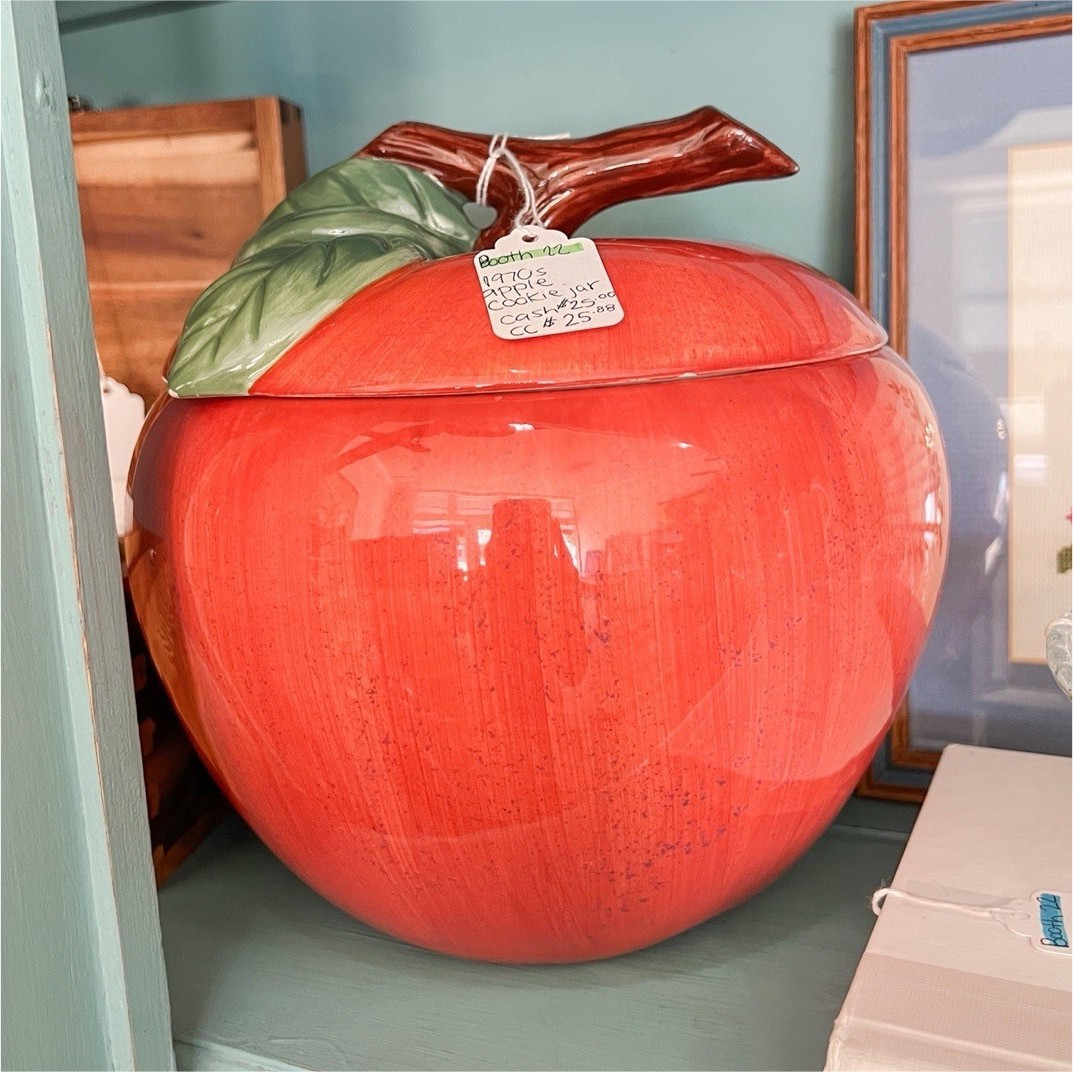 Large Apple-Shaped Ceramic Cookie Jar Canister w/ Lid, Red Green Brown,  | eBay | eBay US