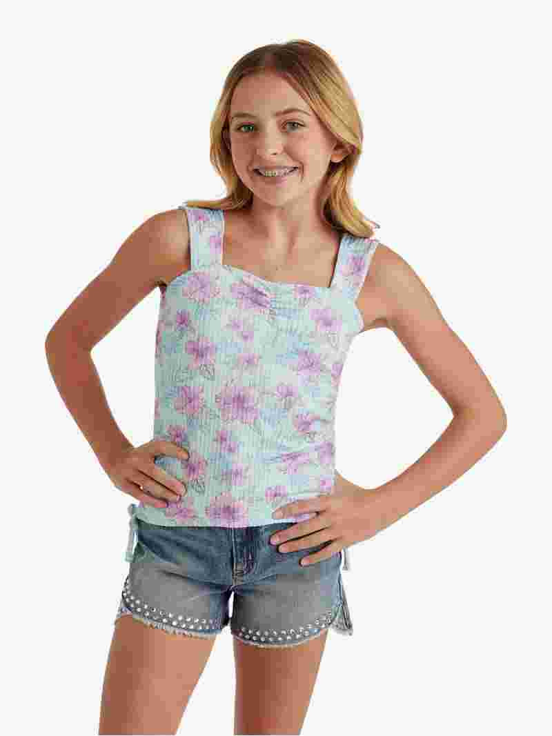 Justice Girls Cinched Floral Tank, Sizes XS - XLP | Walmart (US)