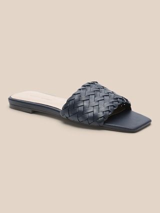 Woven Leather Square-Toe Sandal | Banana Republic (US)