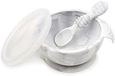 Amazon.com: Bumkins Suction Silicone Baby Feeding Set, Bowl, Lid, Spoon, BPA-Free, First Feeding,... | Amazon (US)