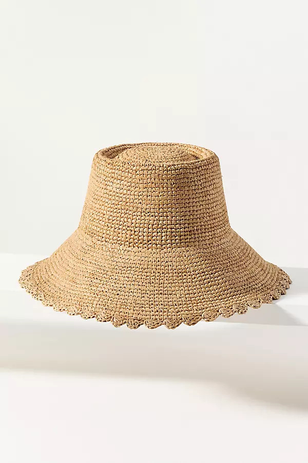 Scalloped Straw Bucket Hat | Anthropologie (US)