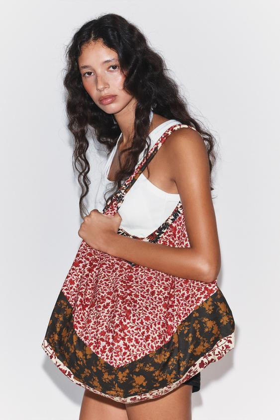 MAXI 100% COTTON FLORAL PRINT BAG | Zara US