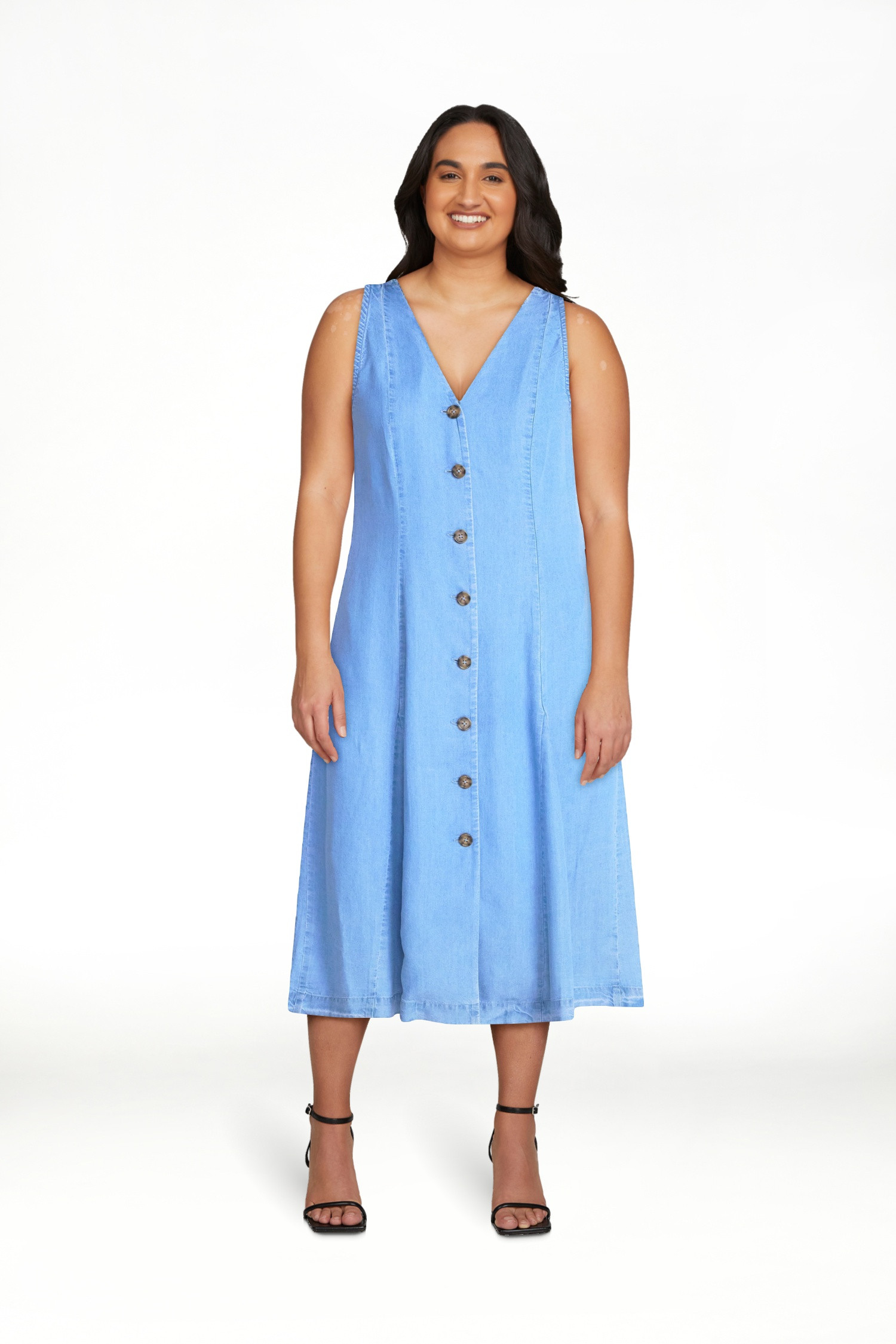 Time and Tru Women's Sleeveless Fit and Flare Midi Dress, Sizes XS-XXXL | Walmart (US)