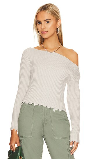Cece Off Shoulder Sweater in Grey | Revolve Clothing (Global)