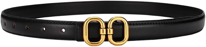 Fashion Womens Leather Belts with Double Ring Design Buckle Waist Belt for Jeans Pants | Amazon (US)