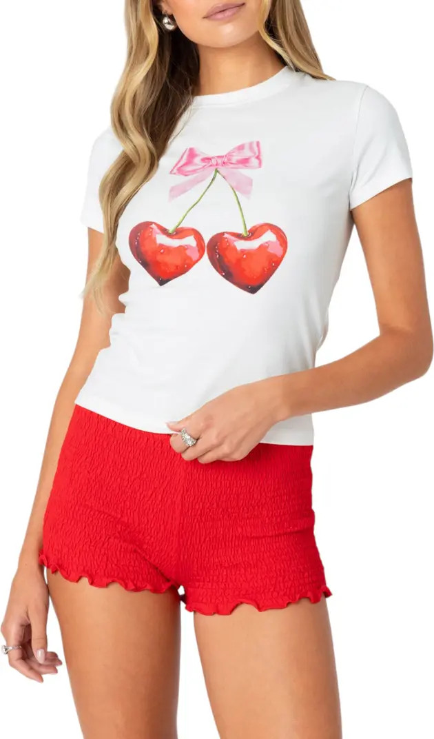 EDIKTED Cherry Heart Stretch Cotton Graphic T-Shirt | Nordstrom | Nordstrom