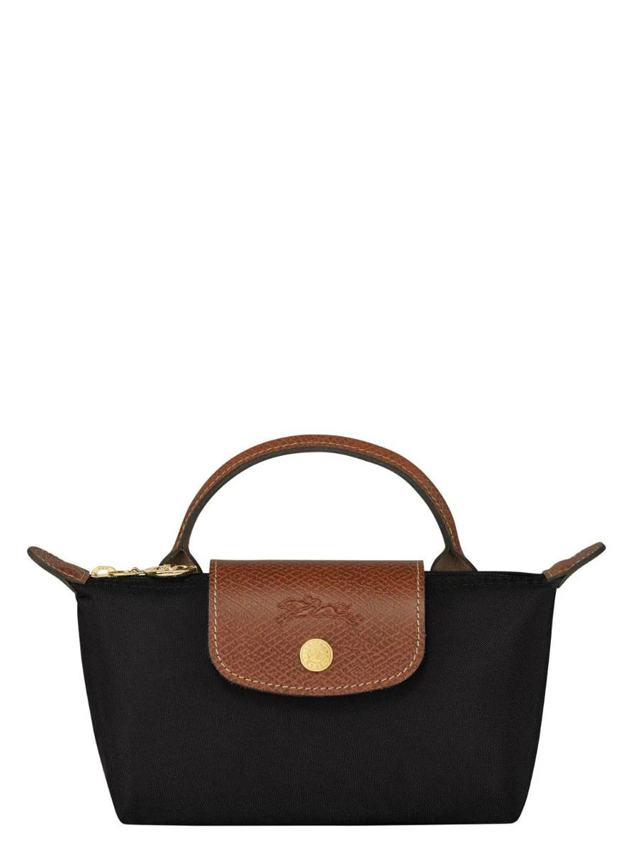 'Le Pliage Original' Black Mini Bag With Logo Engraved On The Front In Leather And Canvas Woman | Baltini