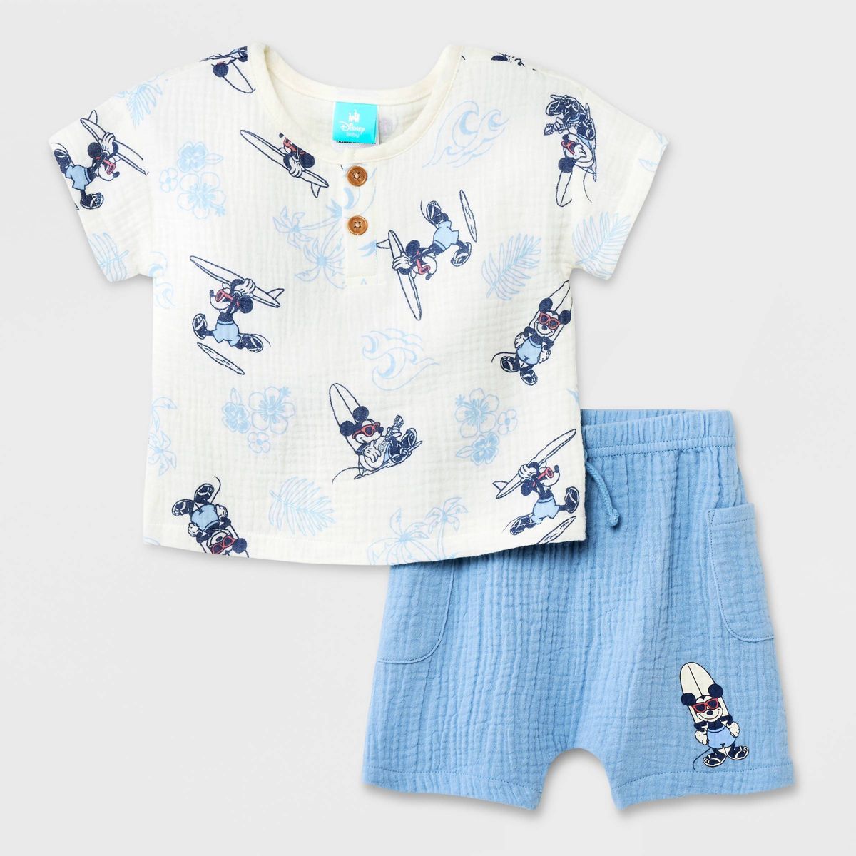 Baby Boys' Disney Mickey Mouse Top and Bottom Set - Blue | Target