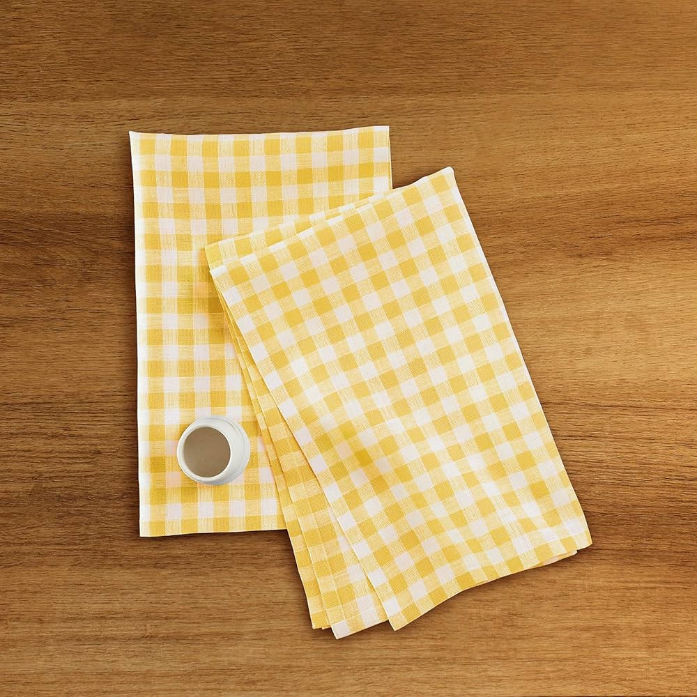 Solino Home Linen Kitchen Towels Set of 2 – Marigold Yellow 17 x 26 Inch – 100% Pure Linen Gi... | Amazon (US)