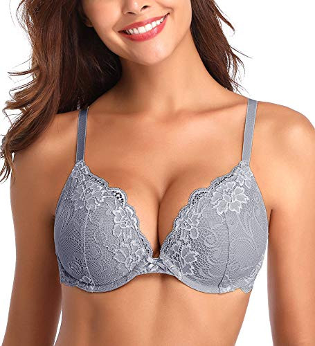 Deyllo Women’s Push Up Lace Bra Comfort Padded Underwire Bra Lift Up Add One Cup | Amazon (US)