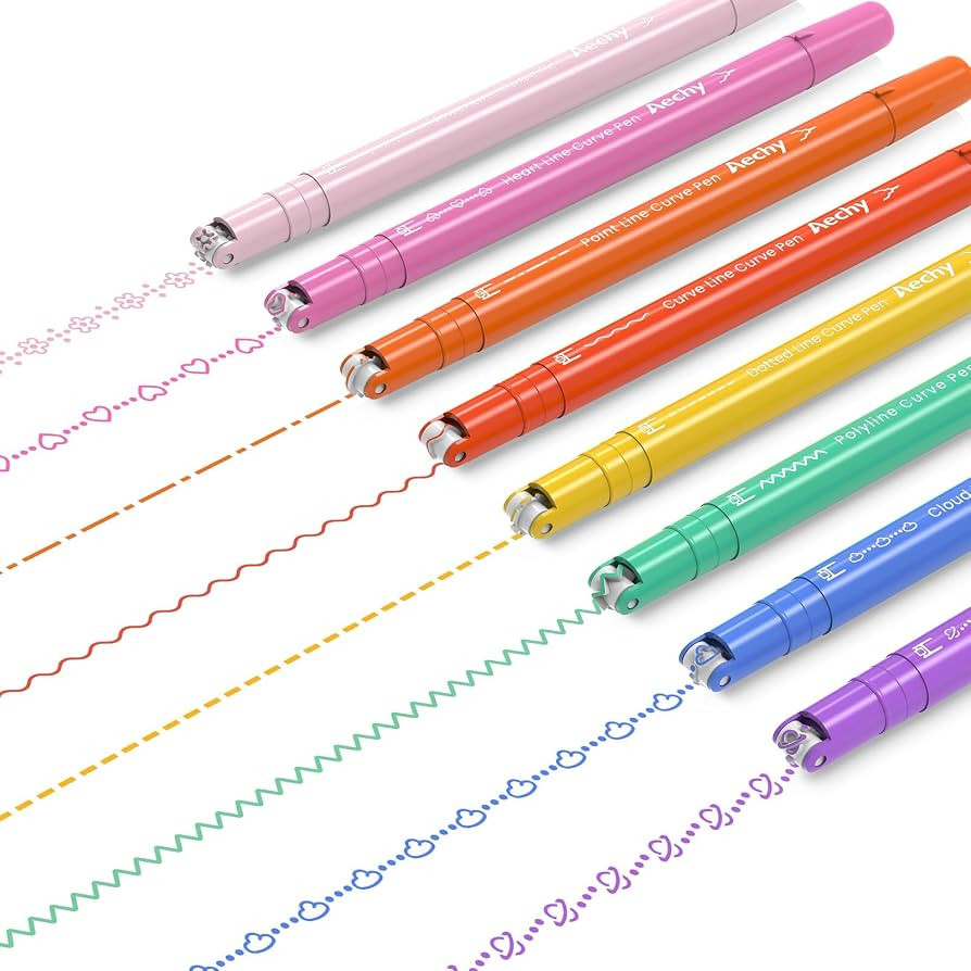 AECHY Dual Tip Curve Highlighter Pens, 8 Patterns, 8 Colors, 8 Pack | Amazon (US)