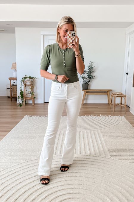 Wearing medium in this green bodysuit! White flair jeans are true to size. 

Follow Sarah Joy for more Walmart fashion finds  

#LTKstyletip #LTKunder50