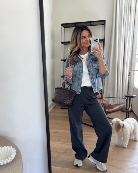 -my Jean jacket is back in stock and on Prime! Wearing XS
-Amazon cropped Tee sz S
-Amazon pants sz XS, wearing ink gray. 
Other colors and alternative pants linked. 

Everyday outfit, travel outfit 

#LTKover40 #LTKtravel #LTKstyletip