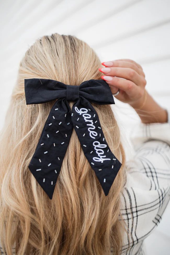 Black Gameday Bow | Pink Lily