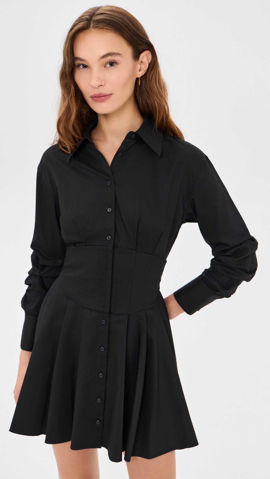 ALICE + OLIVIA Edie Corset Button Down Mini Dress Off White 10 | Shopbop