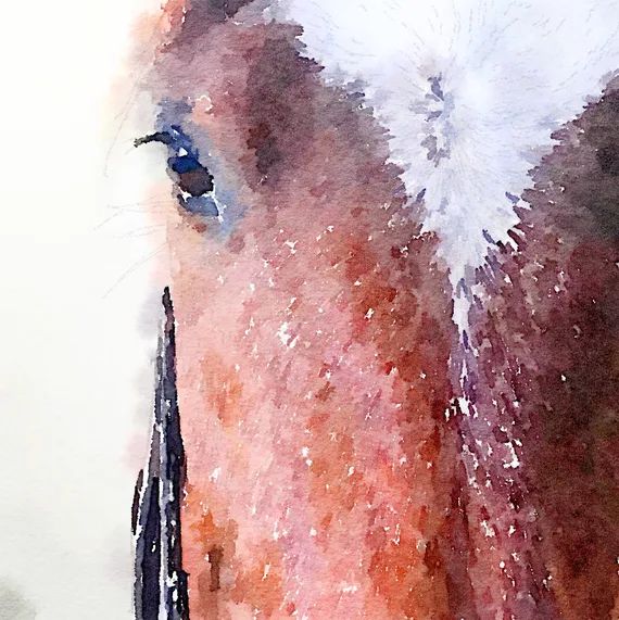 Watercolor Print of a bay/watercolor Effect/horse | Etsy | Etsy (US)