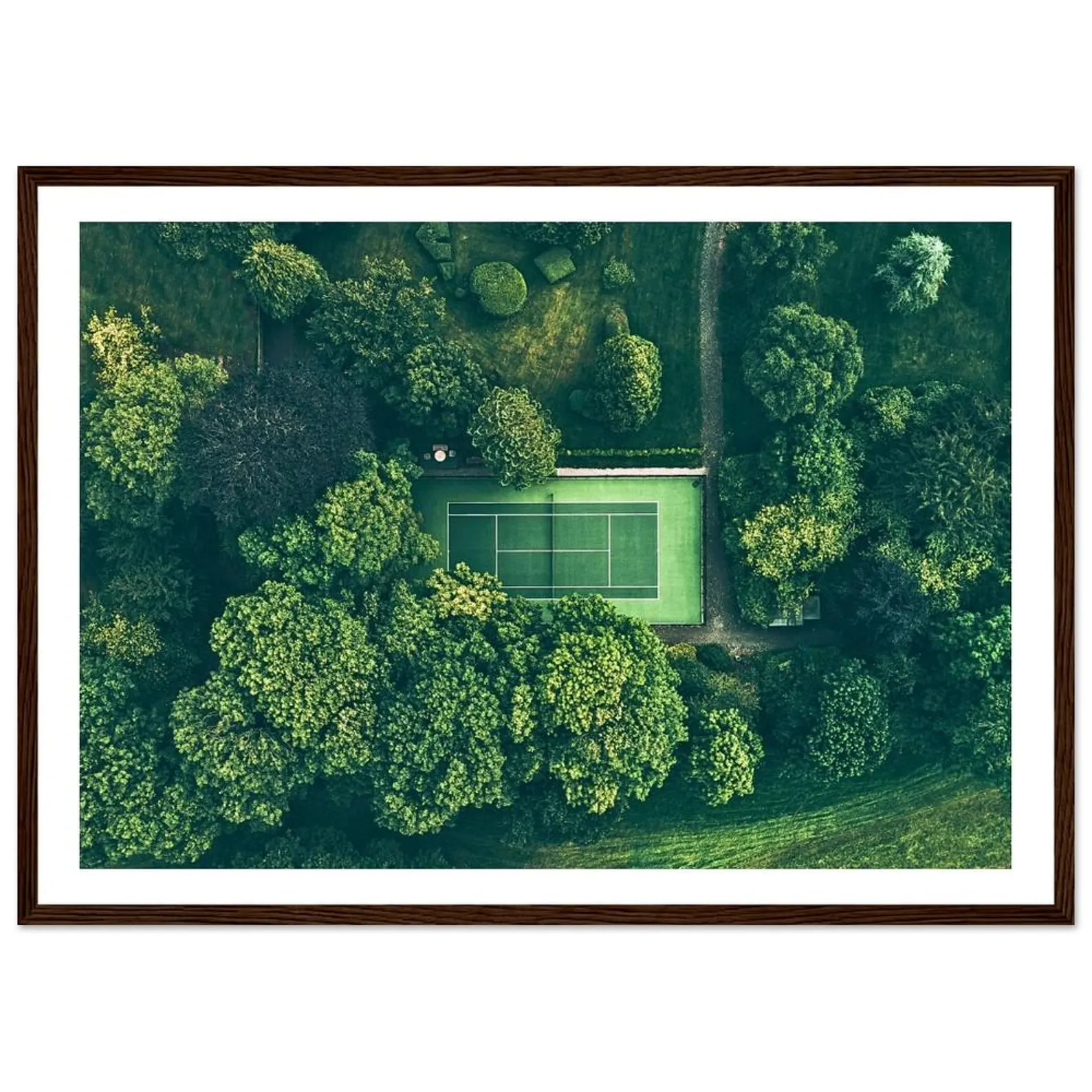Fine Art Aerial Tennis Court Print - Lush Green Forest Tennis Court - Framed Aerial Photography -... | Etsy (US)