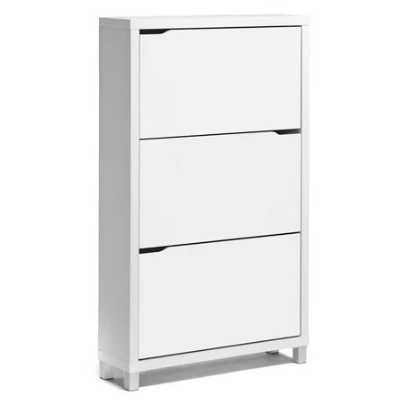 Baxton Studio Simms 3 Storage White Modern Shoe Cabinet | Walmart (US)