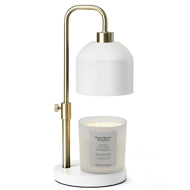 Better Homes & Gardens White Candle Warmer Lamp with Adjustable Height, Gold Accent | Walmart (US)