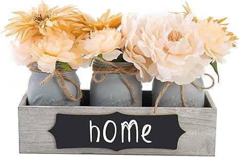 Mason Jar Centerpiece table decorations for living room-farmhouse kitchen table decor with Flower... | Amazon (US)
