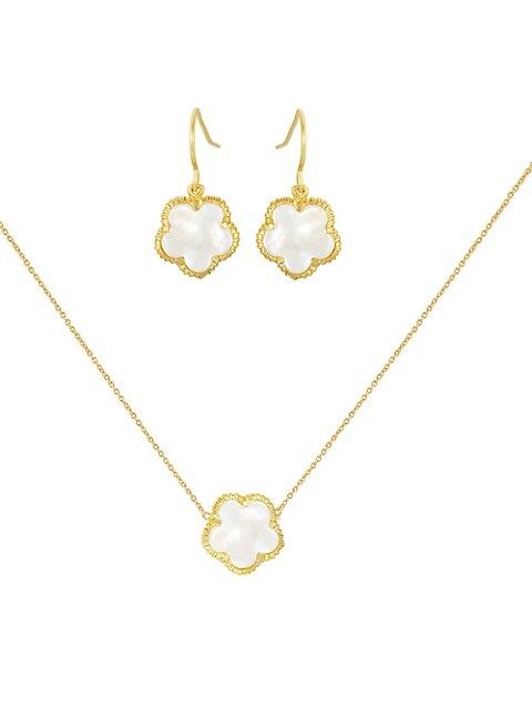 Jan-Kou Flower 14K Goldplated & Mother-Of-Pearl Pendant Necklace & Hook Earrings Set on SALE | Sa... | Saks Fifth Avenue OFF 5TH