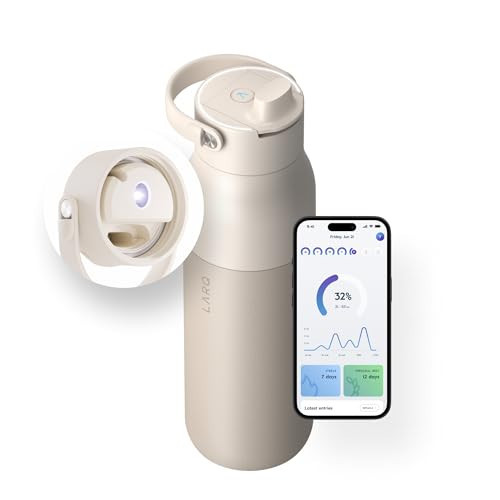 LARQ Bottle PureVis 2 34 oz - UV Water Purifier with Self-Cleaning, App Hydration Tracking, Filter Straw, Detachable Handle, Double-Wall Insulated, Mojave Dune | Amazon (US)
