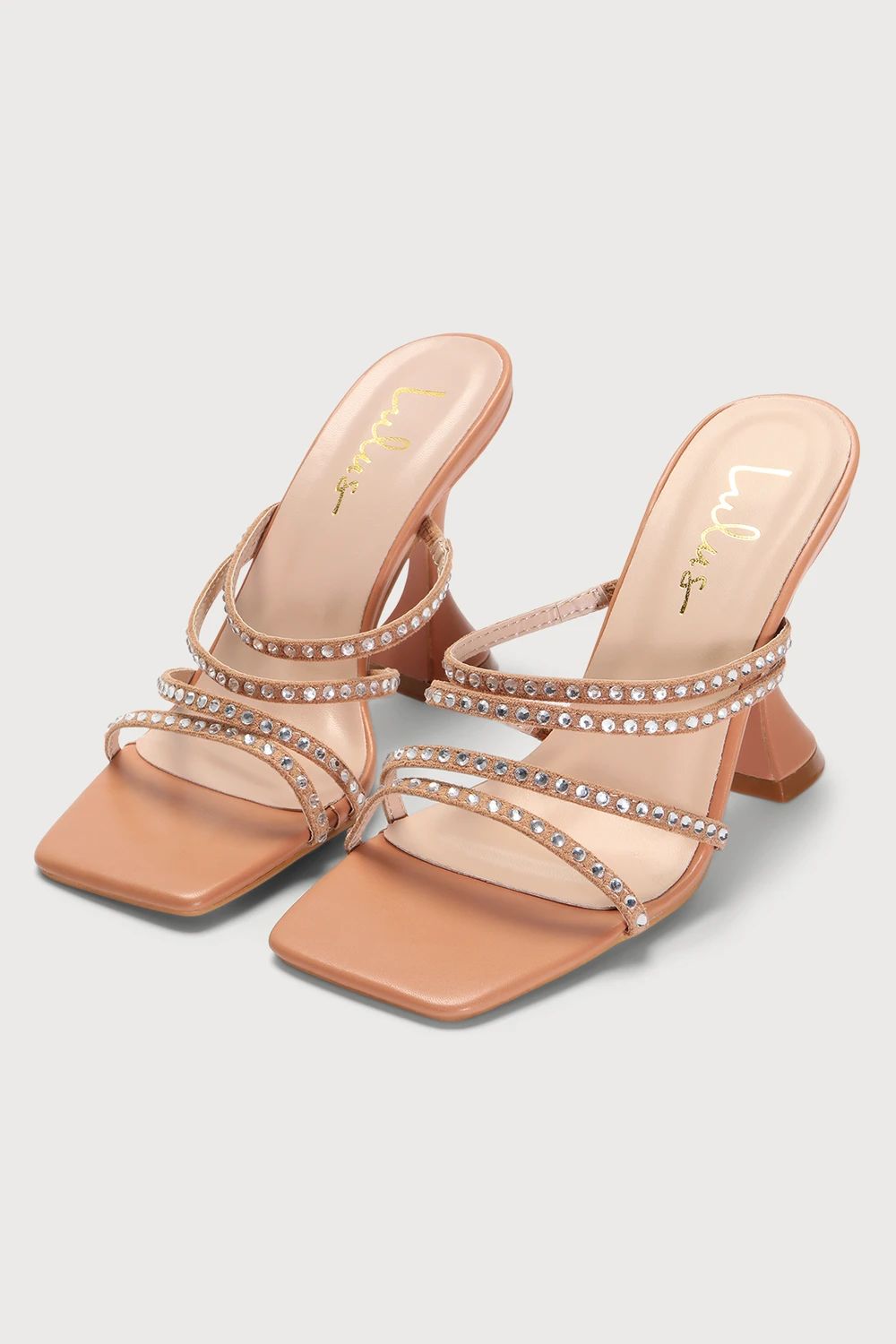 Carlotta Light Nude Rhinestone High Heel Slide Sandals | Lulus (US)
