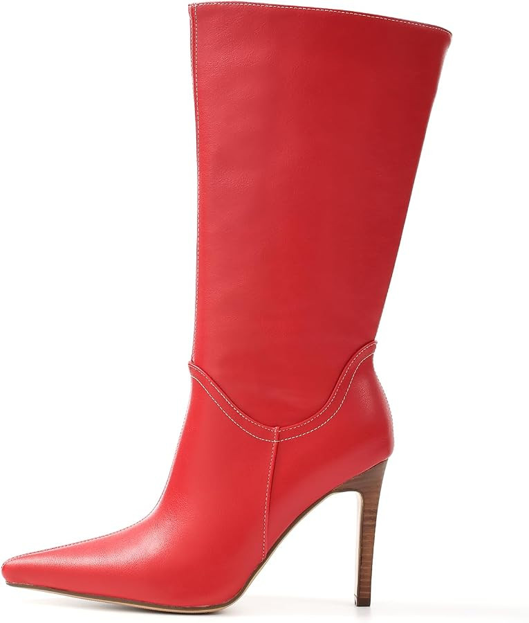 Shoe'N Tale Women's Mid Calf Boots Pointed Toe High Heel | Amazon (US)