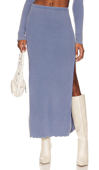 Green Ines Skirt in Stonewash Blue | Revolve Clothing (Global)