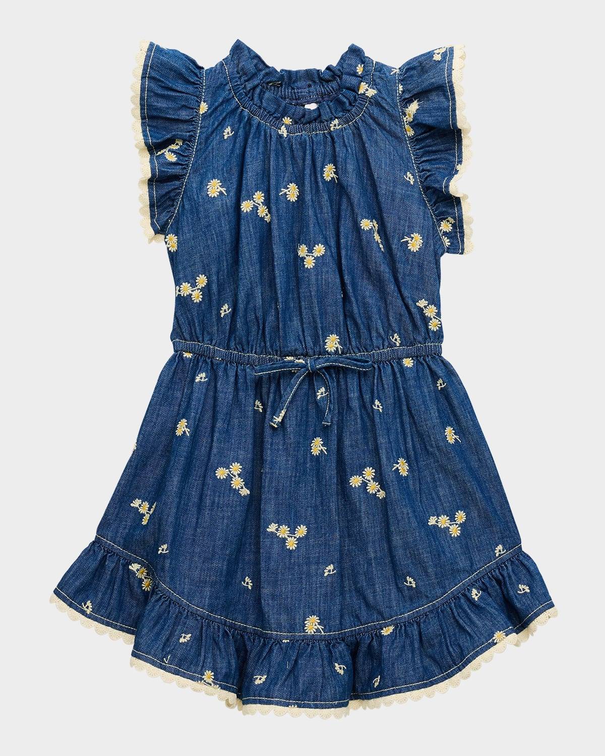 Girl's Lucky Denim Daisy Embroidered Dress, Size 1-12 | Neiman Marcus