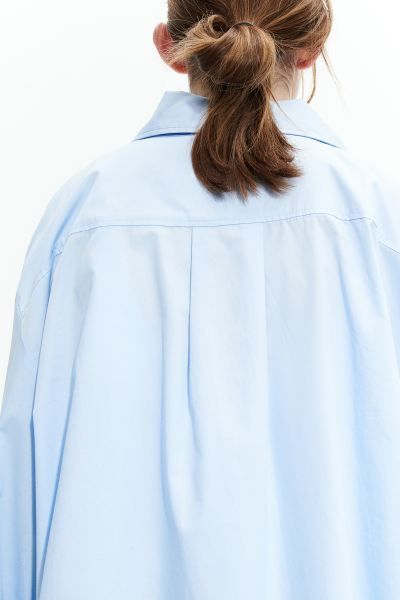 Oversized Cotton Shirt - Light blue - Ladies | H&M US | H&M (US + CA)