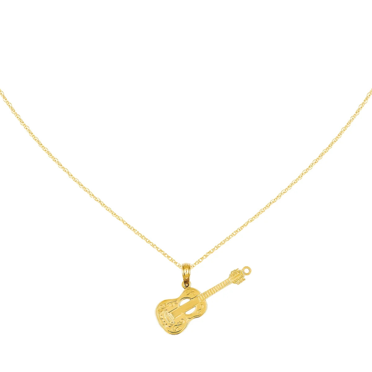 Primal Gold 14 Karat Yellow Gold Guitar Pendant with 18-inch Cable Rope Chain - Walmart.com | Walmart (US)