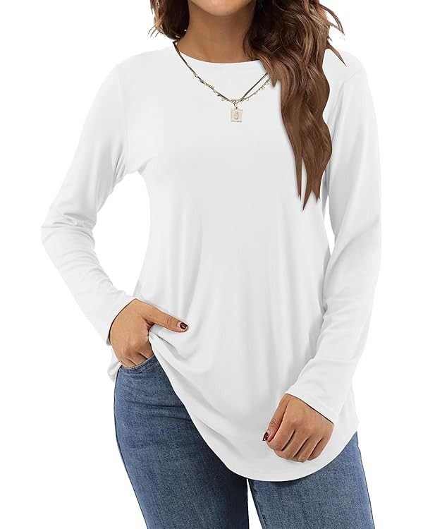 Amoretu Women's Long Sleeve Tunic Tops Casual Crew Neck Loose Shirts for Leggings | Amazon (US)