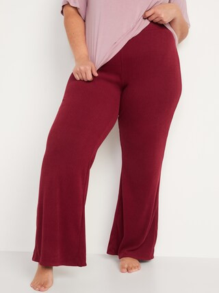 High-Waisted Cozy Rib-Knit Flared Lounge Pants for Women | Old Navy (US)