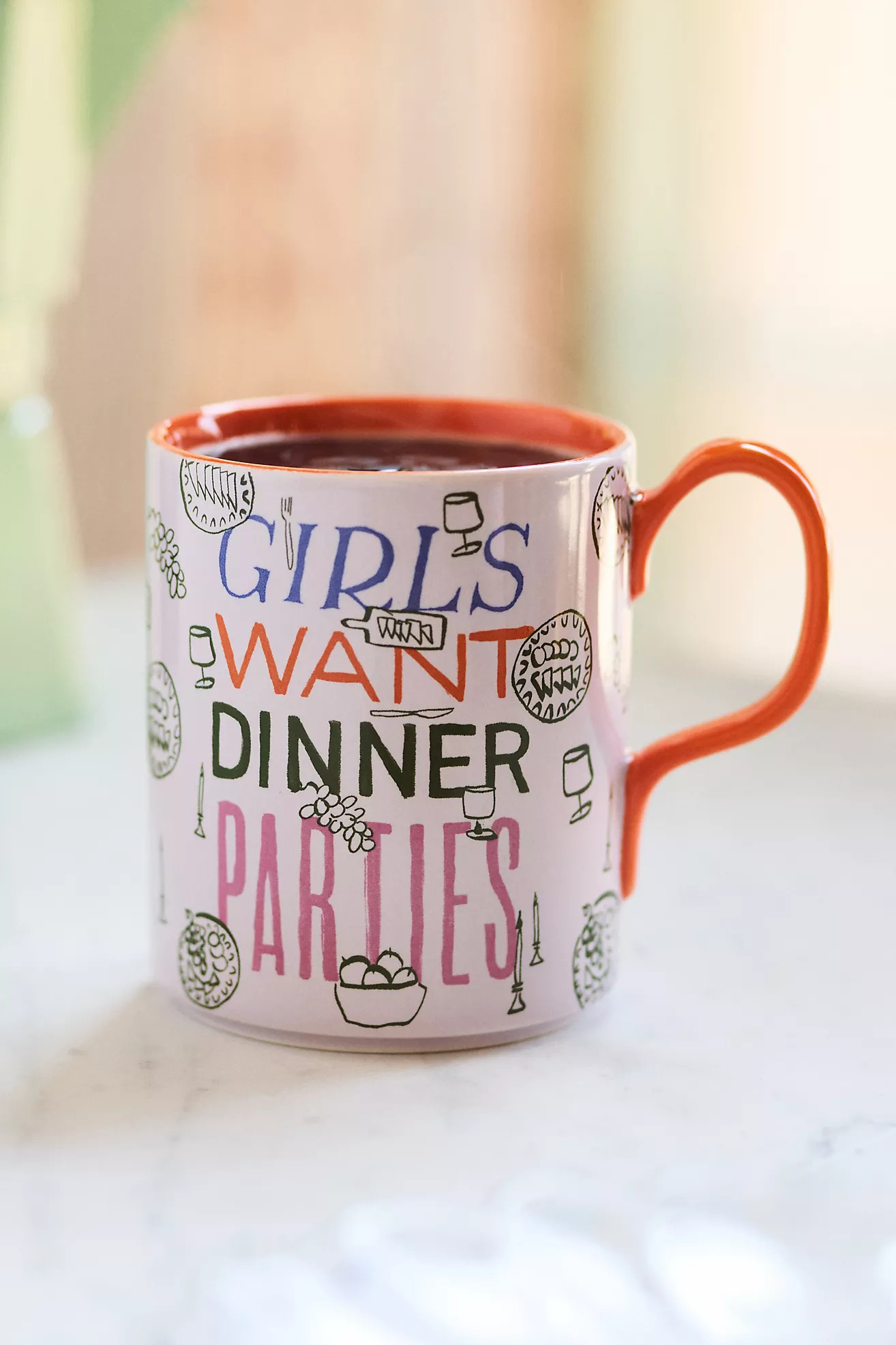 Phthalo Ruth Girls Want Dinner Parties Stoneware Mug | Anthropologie (US)
