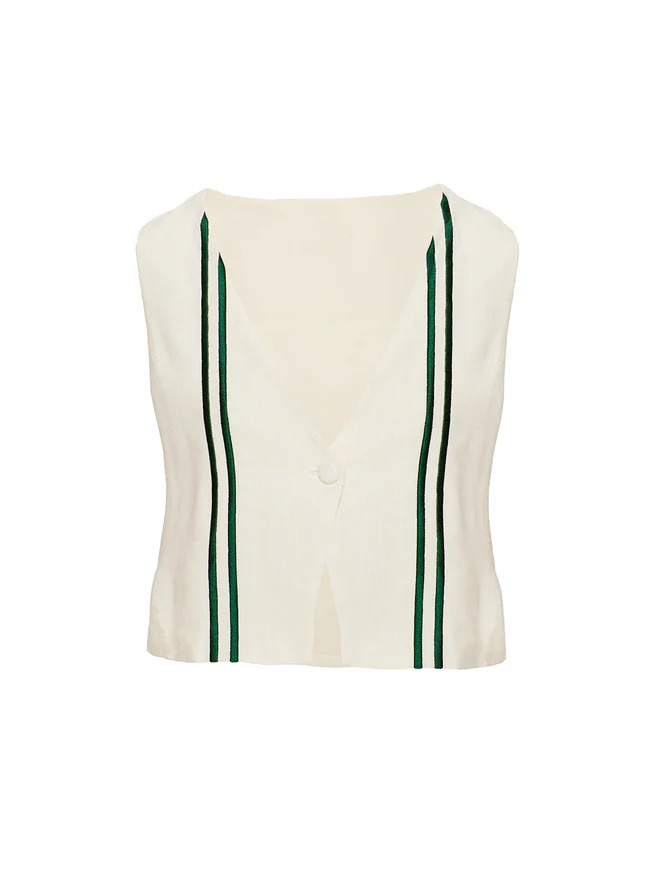 Heenny Vest Top White / Green | Princess Polly US